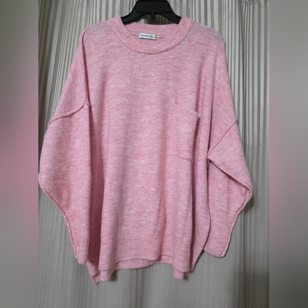 Zenana Outfitters Pink Crew Neck Sweater